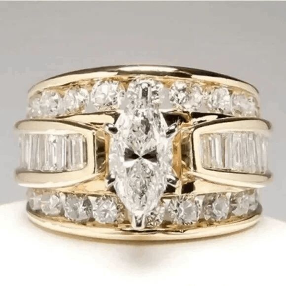 3 CT. T.W. Marquise Diamond Engagement Wedding Ring in 14K Gold - Picture 2 of 7